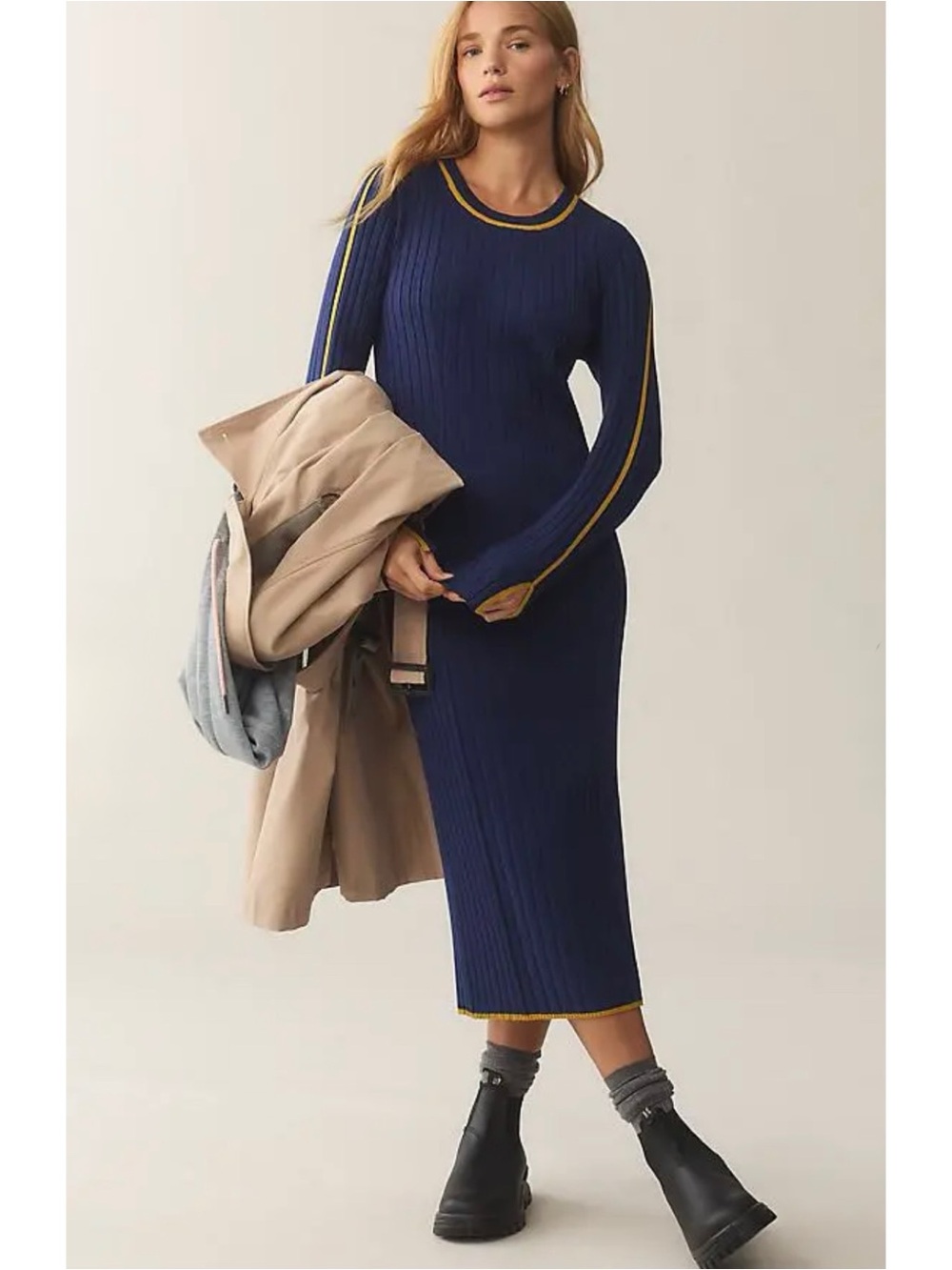 Daily Practice Anthropologie Long Sleeve Sporty Sweater Dress Size M Blue Yellow
